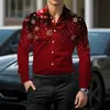 Camisa Otoño 2026 Cruzada Casual Navidad Ropa para Hombre Europea y Americana Camisa Estampada Cárdigan Camisa de Manga Larga