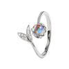 Diseño estilo coreano anillo de cuentas redondas piedra lunar elegante artístico dulce ins hada Mori anillo de cola de pez apertura