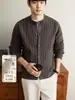 Yingao2026 nuevo cárdigan de otoño e invierno para hombre estilo old money cuello redondo rayas retro suéter abrigo moderno para mediana edad