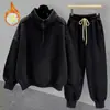 Traje Casual para Hombre, Traje de Dos Piezas para Hombre, Estilo Otoño e Invierno, Sudadera Trendy Juvenil de Cuello Semi-Alto de Manga Larga con Corte Holgado