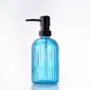Botella de Lavado de Manos de Rayas Verticales de Alta Calidad, Vidrio Espeso, Botella Dispensadora Multifuncional para Loción y Gel de Ducha, Botella de Vidrio Resistente a la Humedad y al Calor