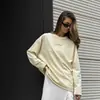 Em Estoque Algodão Puro Manga Longa Estilo Americano Marca da Moda Solta Versátil Chique Estampa de Nicho Ins Marca da Moda Camiseta Estilosa para Mulheres