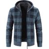 Suéter estampado xadrez masculino primavera e outono, casaco cardigan externo, suéter, roupa externa de inverno, suéter grosso com forro de lã