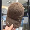Outono e inverno estilo coreano lã de cordeiro bordado carta boné de beisebol feminino ao ar livre à prova de frio e quente moda all-match boné