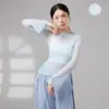 Traje de danza clásica para mujer, vestido de gasa para danza china, atuendo para práctica de postura corporal y ritmo, manga larga, escote asimétrico de un hombro, dobladillo irregular, atuendo de danza