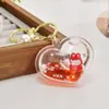 Chaveiro Coração de Areia Movediça em Garrafa Acrílica com Óleo Chaveiro de Boneca Fofa Acessório de Chaveiro de Carro Pingente para Mochila de Estudante