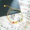 Pulsera de oro y arena de Vietnam con esmalte de color de flor de la paz y la alegría, estilo retro de alta gama para mujer.