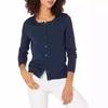 Exportación Cuello Redondo Tejido Manga Larga Amazon Más Vendido Cárdigan Top Casual Color Puro Tejido de Punto Chaqueta