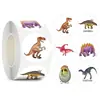 500 Adesivos/Rolo Adesivos de Dinossauro Combinação de Animais Etiquetas Autoadesivas Adesivos de Incentivo Recompensa para Crianças do Jardim de Infância Dinossauro