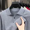 Suéteres para hombre al por mayor transfronterizos, nuevos de otoño e invierno, engrosados, con cuello, casual de negocios, cálidas camisetas de punto básicas para hombres de mediana edad