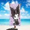 Toalha Estampada Série Kuromi Toalha de Banho Toalha de Banho Desenho Animado Toalha de Praia Quadrada Microfibra Secagem Rápida Gato Kt