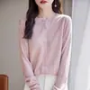 Nuevo Cárdigan de Lana Tencel de Hilo Fino para Mujer 2026, Cuello Redondo, de Botones, Suéter de Punto Fino, Color Sólido, Camisa Simple para Aire Acondicionado