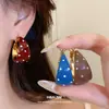 Pendientes de aro redondos con lunares y efecto de goteo de aceite estilo coreano ins, pendientes retro de alta gama de moda con un diseño único para mujer