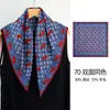 Bufanda de Seda y Lana Doble Cara Mismo Color Cherry Letter Presbicia Azul Denim para Mujer Bufanda Cuadrada de 70 cm Bufanda Cálida para el Cuello