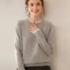 Nuevo Suéter de Cachemira para Mujer Otoño/Invierno 2026, Tejido Holgado de Manga Larga, Camiseta Base con Bloques de Color, Cuello Redondo, Suéter Abotonado con Bloques de Color