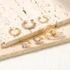 Pendientes de Clip para Oreja sin Perforación de Doble Capa con Forma de U, Incrustados con Diamantes, de Línea Simple, Superventas Transfronterizos Europeos y Americanos, Juego de 5 Piezas
