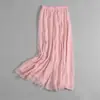 Calças largas de camada dupla, calças pretas de chiffon flare, calças compridas casuais largas de cintura alta, calças cropped para mulheres, estilo de perna larga, corte solto