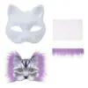 Halloween Novo DIY Máscara de Polpa de Papel Branca Animal Raposa Gato Máscara Infantil Feita à Mão Graffiti Meio Rosto