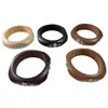 Ornaments Yong Ge Estilo Étnico Europeu e Americano Pulseira Larga de Madeira com Inlay de Turquesa Pulseira Irregular de Madeira Natural Rebitada para Mulheres