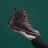Botas de piel de vaca de primera capa para mujer en otoño e invierno, nuevas botas cortas de estilo británico retro, botas de piel suave, zapatos planos de piel