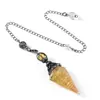 Comércio Exterior Novos Produtos Prata Antiga Cristal Colorido Pêndulo Pedra Semi-preciosa Pedra Colorida Resina Pêndulo Hexágono Cone Pingente