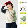 Camisetas Infantis Dudu, Nova Coleção Outono: Camisas de Manga Comprida para Meninos, Tops para Meninas, Camisetas de Segunda Pele, Roupas Estilosas para Bebês e Crianças