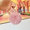Otoño/Invierno 8CM Pompon de Piel de Conejo Sintético Llavero Colgante Piel Artificial Felpa Corta Encanto para Bolso de Mujer Llavero