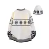 Suéter de Punto Jacquard Estilo Americano Color-Blocking Fair Isle, Suéter Unisex de Manga Larga con un Estilo Moderno, Ropa Interior para Pareja, Corte Limpio Moderno