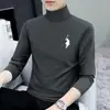 Camiseta de manga larga para hombre con cuello alto, camiseta interior elástica para hombre, primavera y otoño, casual, algodón, camiseta para hombre, top, moda, venta al por mayor