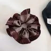 Flor de Cabelo Plissada de Cetim de Alta Qualidade Anel de Cabelo Texturizado Corda de Cabelo de Bola de Baixa Qualidade Laço Grande Feminino