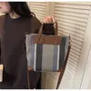 Bolso Retro Estilo Coreano Nuevo, Bolso de Lona Rayado Grande Simple Casual de Moda de Gran Capacidad para Hombro, Bolso Cruzado para Viajes