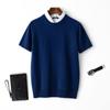 Nuevo Suéter de Cachemira para Hombre Otoño e Invierno 2023 Cuello Redondo Delgado de Manga Corta Suéter de Punto de Manga Media Camisa Base