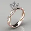 Anillo de Princesa de Dos Tonos con Baño de Oro Rosa de 18 Quilates Sanjie Venta Caliente Transfronteriza Nuevo Anillo de Compromiso Europeo y Americano