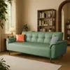 Sofá cama color crema para sala de estar, adecuado para apartamentos pequeños y propiedades de alquiler, con acabado de cuero resistente a los arañazos de gato, diseño plegable y un nuevo modelo de sofá de cuero 2026