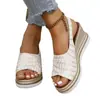 Sandalias de cuña de talla grande para mujer, comercio exterior transfronterizo, nuevo modelo de verano 2026, estilo europeo y americano, plataforma impermeable, sandalias casuales de moda
