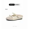 Novedad Primavera/Verano 2026 Estilo Extranjero Verano 2026 Sandalias Tejidas Huecas de Punta Abierta Estilo Francés Mocasín Medio Suela Plana para Uso en Exteriores Transfronterizo
