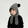 Cachecol Outono e Inverno Chapéu Tudo-em-Um para Meninos e Meninas Chapéu de Tricô de Lã Chapéu de Bebê Chapéu com Proteção para Orelhas Chapéu Quente para Bebê Chapéu Infantil