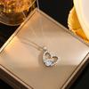 Collar colgante de corazón de amor de lujo con diamantes transfronterizos, ideal para mujeres, con cadena de clavícula de circonita hueca que combina con todo.