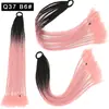 Pelucas Trenzadas de Colores Estilo Europeo y Americano, Coletas de Color Degradado, Trenzas de Espiga de Celebridades de Internet, Trenzas de Boxeadora de Tres Hebras para Discoteca