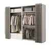 Armario abierto metálico hecho a sí mismo combinación dormitorio vestidor perchero de pie de doble capa perchero para colgar ropa walk-in