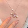 Dulce Collar Rosa Diamante Cupido Amor ins Estudiante Femenino Una Flecha a Través del Corazón Colgante Cadena para Niñas Cadena Clavícula