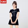 Traje de Baño para Mujer de Una Pieza Falda Conservador Estudiante 2025 Nuevo Estilo Cubre Vientre Adelgazante Look Deportivo para Mujer Talla Grande Traje de Baño para Aguas Termales