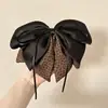 Grampo de Garra para Rabo de Cavalo com Laço de Fita de Cetim com Bolinhas High-End Retro Outono Inverno Novo Grampo para Cabelo Meio Preso na Nuca para Mulheres