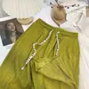 Conjunto Casual de Duas Peças para Mulheres: Top de Manga Curta com Gola Redonda e Letra C Qianqianye Estilo Verão Fino e Calça de Cintura Alta Wide Leg