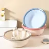 Cubeta de Plástico Redonda con Dos Asas, Resistente a Caídas, Lavabo para Niños, Cubeta Sencilla para Lavandería, Tina para Pies, Almacenamiento de Verduras, Engrosada y Duradera