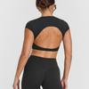 Top Deportivo Sexy de Verano sin Espalda para Mujer con Soporte Mat Espalda Hermosa Ropa de Yoga Manga Corta Ropa de Fitness para Pilates Camiseta Corta