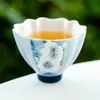 Taza de Té Jazmín Azul Tinta Borracha, Juego de Té Cerámico Personal, Gama Alta, para Uso Individual, Utensilios de Té, Artículos para el Hogar, Exquisita Taza de Té
