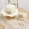 Nuevo Conjunto de Sombrero de Paja y Bolso para Niños de Verano Protector Solar para Exteriores Transpirable Bolso Cruzado de Paja Sombrero de Playa Moderno