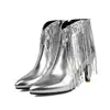 Botas femininas transfronteiriças estilo Martin com bico fino, sola de borracha, zíper lateral, tornozeleiras versáteis de salto alto, botas femininas de outono e inverno tamanho grande