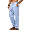 Pantalones casuales de lino tejido para hombre transfronterizos, talla europea de Amazon estilo americano para ir al trabajo, pantalones de traje rectos para hombre